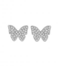 Silver Pave Butterfly Stud Earrings