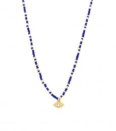 Blue Evil Eye Seed Bead Necklace