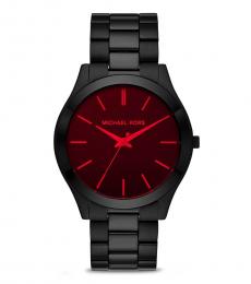 Michael Kors Black Slim Runway Red Dial Watch
