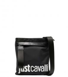 Just Cavalli Black Embossed Logo Small Crossbody Bag