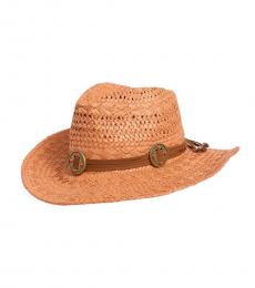 Vince Camuto Orange Embellished Braided Band Cowboy Hat