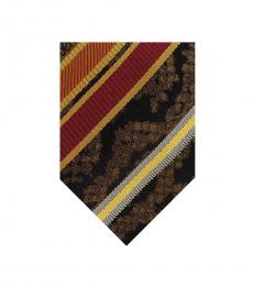 Roberto Cavalli Brown Red Regimental Stripe Tie