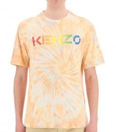 Kenzo Orange Rainbow Logo Tie Dye T-Shirt