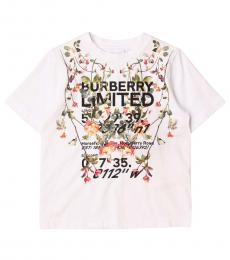 Boys White Floral Limited Print T-Shirt