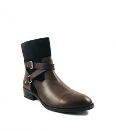 Dark Brown Leather Ankle Booties