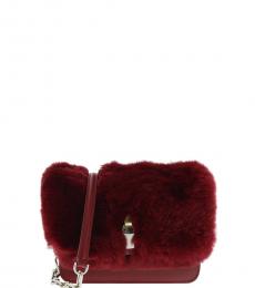 Cavalli Class Red Fur Small Shoulder Bag