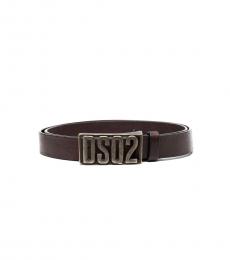 Dsquared2 Dark Brown Logo Buckle Belt