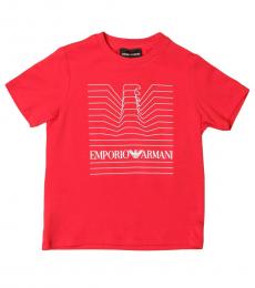 Emporio Armani Boys Red Logo Print T-Shirt