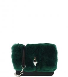 Cavalli Class Green Fur Small Shoulder Bag