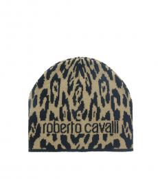 Roberto Cavalli Camel Jaguar Beanie