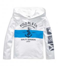 Ralph Lauren Little Boys White Jersey Hooded T-Shirt