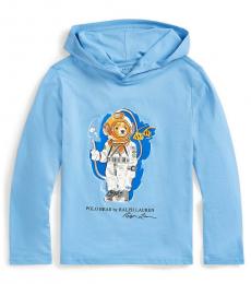 Ralph Lauren Boys Fall Blue Diving Bear Hooded T-Shirt