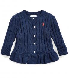 Ralph Lauren Baby Girls Spring Navy Peplum Cardigan