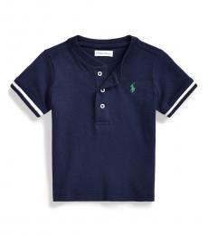 Ralph Lauren Baby Boys Navy Mesh Henley Shirt
