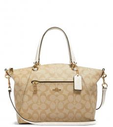 Coach Light Khaki Chalk Prairie Large Satchel