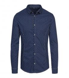 Armani Jeans Dark Blue Printed Slim Fit Shirt
