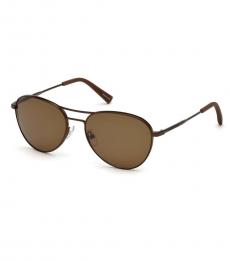 Ermenegildo Zegna Matte Light Bronze Aviator Sunglasses