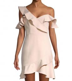 BCBGMaxazria Light Pink Asymmetric Ruffled Mini Dress