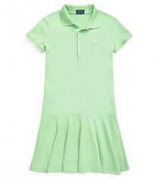 Ralph Lauren Girls New Lime Stretch Mesh Polo Dress