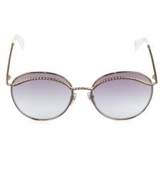 Marc Jacobs Light Grey-Gold Rounded Aviator Sunglasses
