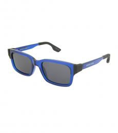 McQ Alexander McQueen Blue-Black Square Logo Sunglasses