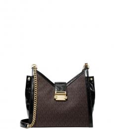 Michael Kors Brown Black Whitney Medium Shoulder Bag