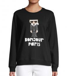 Karl Lagerfeld Black Bonjour Graphic Sweatshirt