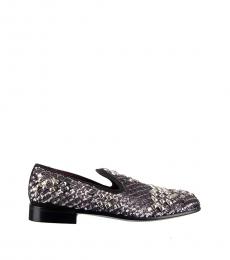 Dolce & Gabbana Silver Studs Sequined Loafers
