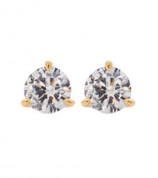 Gold Clear Statements Tri-Prong Earrings