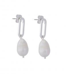 Lucky Brand Silver Pearl Drop Earrings