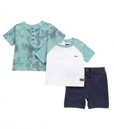 7 For All Mankind 3 Piece T-Shirt/Shorts Set (Baby Boys)