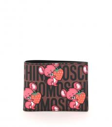 Moschino Brown Pink Signature Wallet