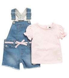 7 For All Mankind 2 Piece T-Shirt/Shortall Set (Baby Girls)