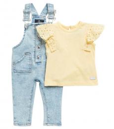 7 For All Mankind 2 Piece Top/Overalls Set (Baby Girls)