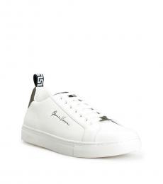Versace White Logo Print Sneakers
