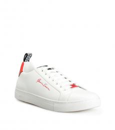 Versace White Red Logo Print Sneakers