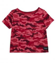 Calvin Klein Girls Beet Red Camo Boxy T-Shirt