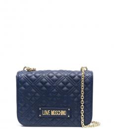 Love Moschino Navy Blue Quilted Medium Shoulder Bag