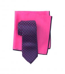 Ted Baker Pink Flower Link Tie & Pocket Square Set