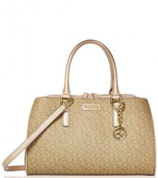 Calvin Klein Khaki/Brown Signature Large Satchel