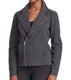 Ralph Lauren Dark Grey Cotton-Blend Moto Jacket