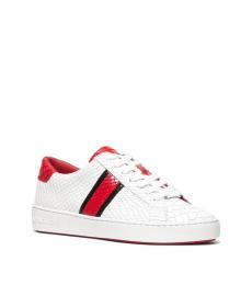 Michael Kors White Red Irving Snake Print Sneakers