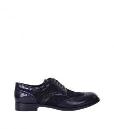 Dolce & Gabbana Black Wingtip Leather Lace Ups