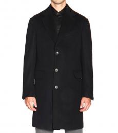 Ermenegildo Zegna Black Buttoned Trench Coat
