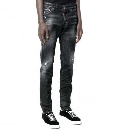 Dsquared2 Black Wrinkle Effect Distressed Jeans