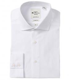 Ben Sherman White Textured Tailored Slim Fit Dress Shirt