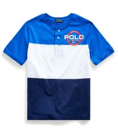 Ralph Lauren Boys Pacific Royal Graphic Henley T-Shirt