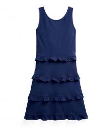 Ralph Lauren Girls French Navy Ruffled Dress