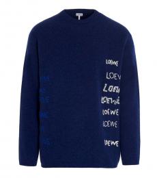 Loewe Dark Blue Embroidered Logo Sweater