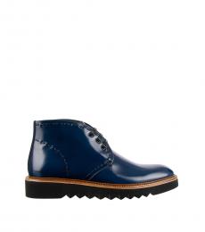 Dolce & Gabbana Blue Patent Leather Ankle Boots